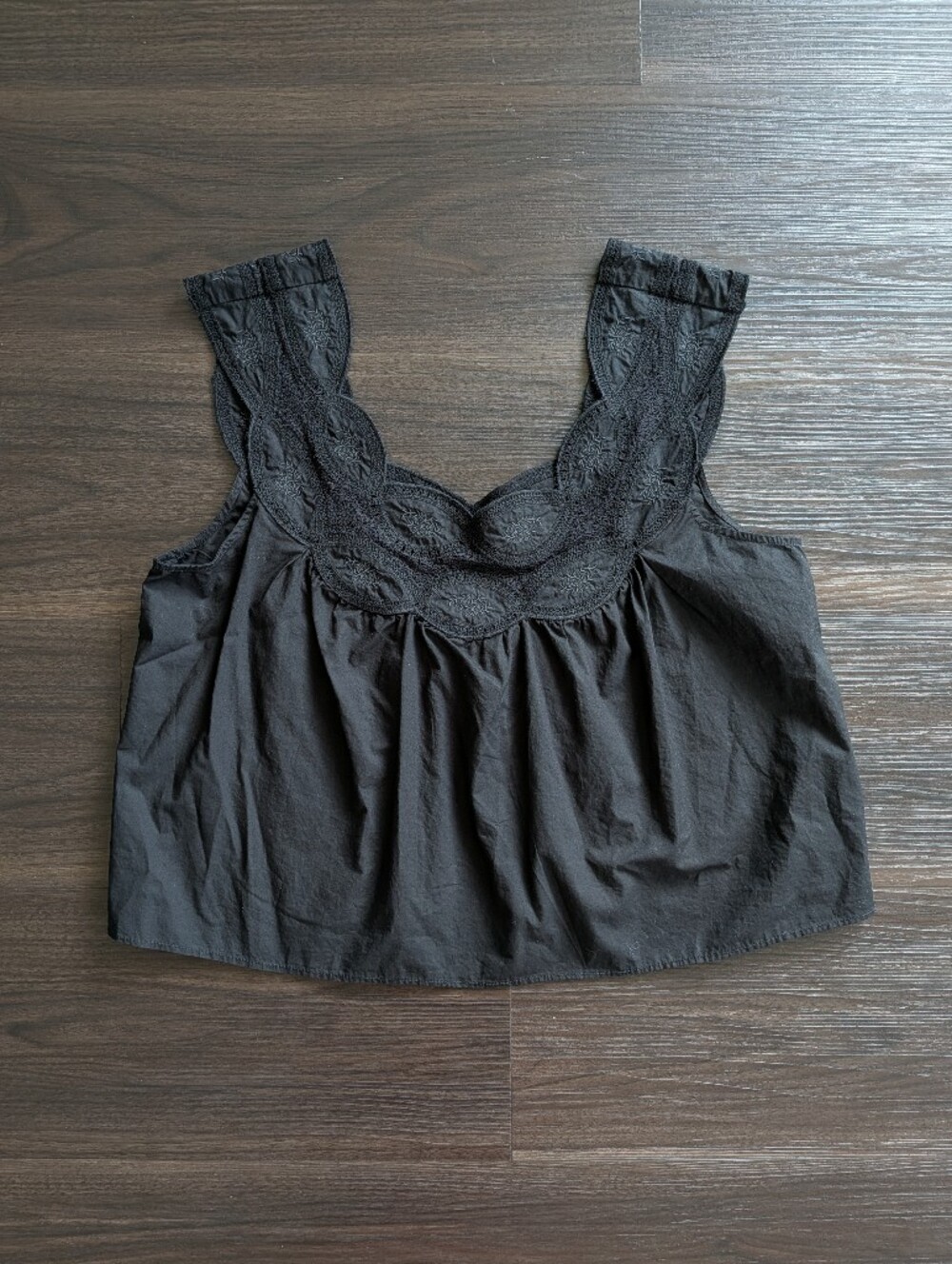 J. Crew 100% Cotton Black Babydoll Top Boho Preppy Goth Cottage Prairie Small